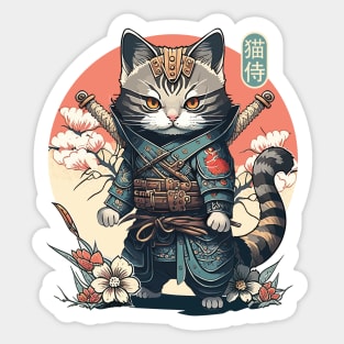 Samurai Cat Tattoo, Kawaii Ninja Cat Sticker